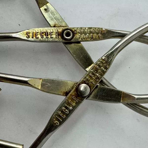 Lot of 2 Siegler 24K Gold Plated Kitchen Tongs 8 Inch