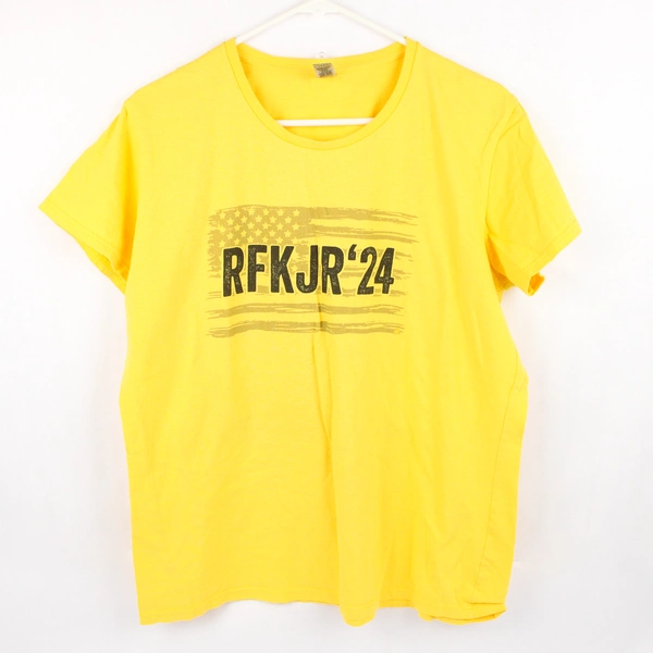 Gildan RFK Jr. '24 Yellow Cotton Graphic T-Shirt Women's XL