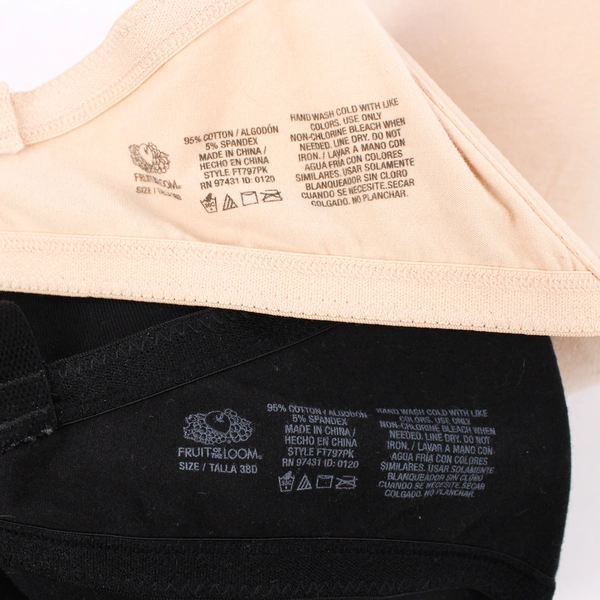 Lot of 2 Fruit Of The Loom Lined Underwired T-Shirt Bras Women's Size 38D