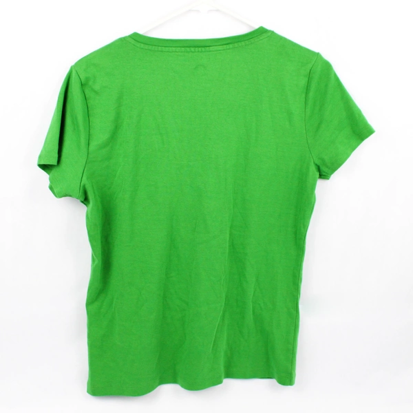 Tommy Hilfiger Solid Green Short-Sleeved V-Neck T-Shirt Women's Large