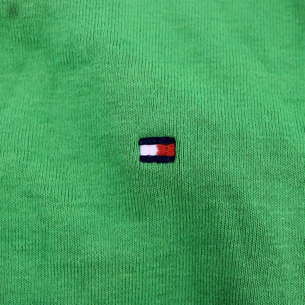 Tommy Hilfiger Solid Green Short-Sleeved V-Neck T-Shirt Women's Large