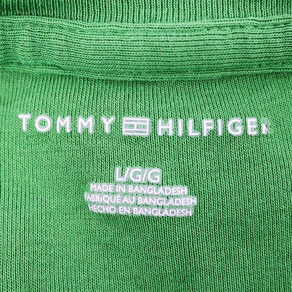 Tommy Hilfiger Solid Green Short-Sleeved V-Neck T-Shirt Women's Large