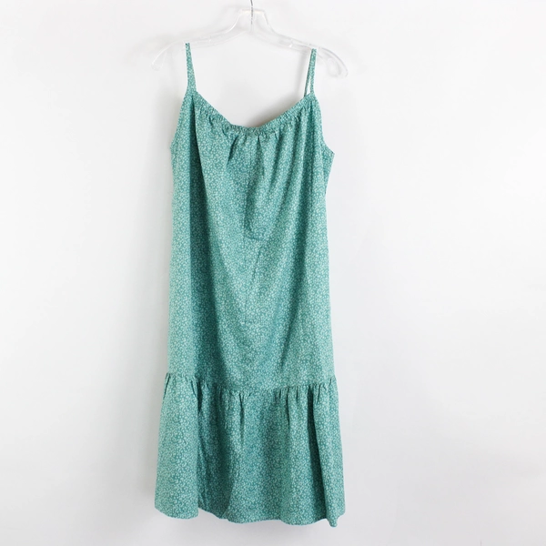 Lot of 2 Floral Patterned Midi Shift Dresses Women's Large Green and Purple