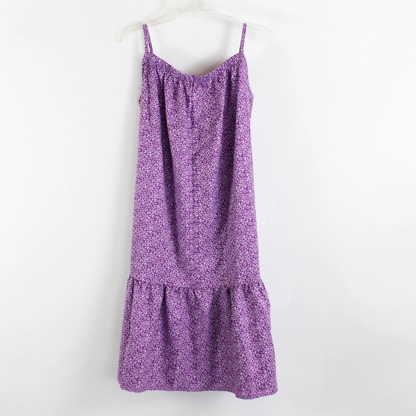 Lot of 2 Floral Patterned Midi Shift Dresses Women's Large Green and Purple