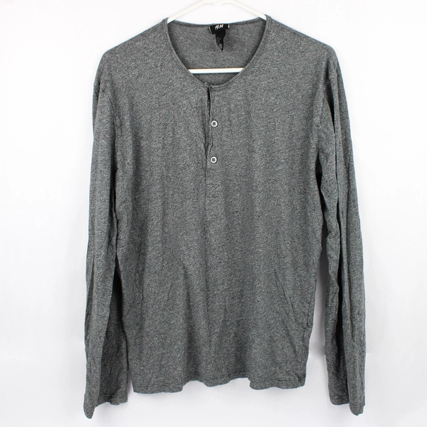 H&M Heather Gray Long-Sleeved Henley Top Women's Size XL