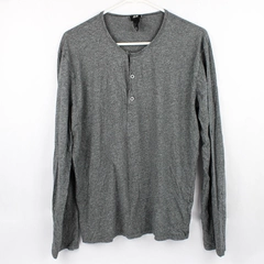 H&M Heather Gray Long-Sleeved Henley Top Women's Size XL