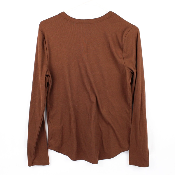 No Boundaries Ribbed Brown Long-Sleeved Top Juniors' Size XL 15-17