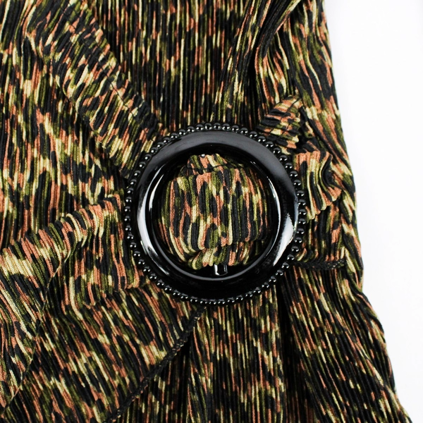 Notations Green Brown Black Speckled Ribbed Long-Sleeved Blouse Women's Large