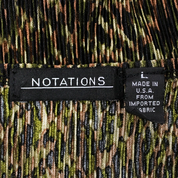 Notations Green Brown Black Speckled Ribbed Long-Sleeved Blouse Women's Large