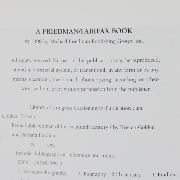 Remarkable Women of the Twentieth Century Kristen Golden & Barbara Findlen HC DJ