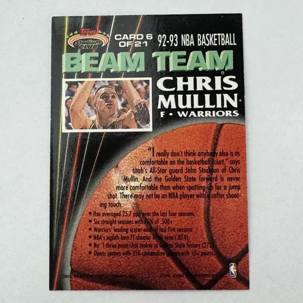 1992-1993 Topps Stadium Club NBA Members Only Chris Mullen Beam Team 6 of 21