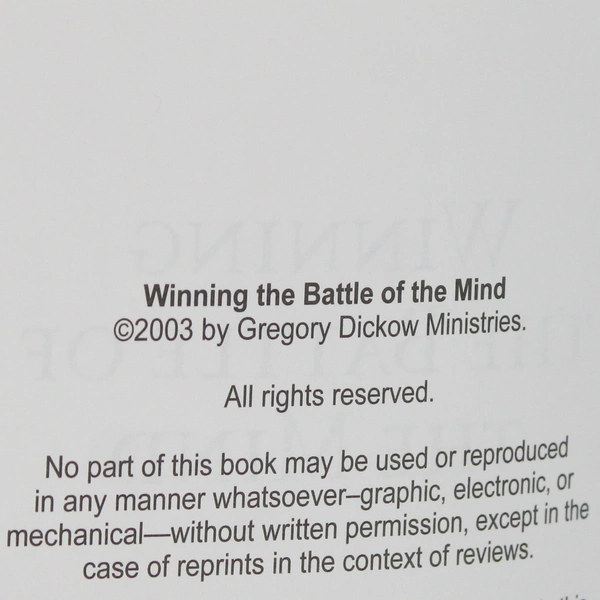 Winning the Battle of the Mind by Gregory Dickow 2003 Paperback Pocket Size