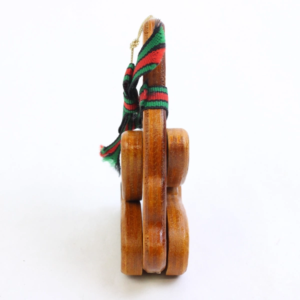 Vintage Jointed Wooden Bear Christmas Tree Ornament 5.5"