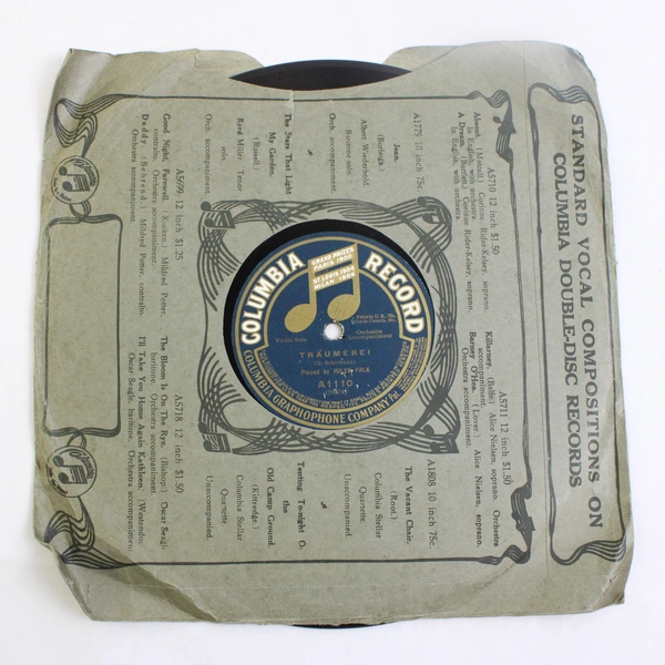 Vtg Edison 78 RPM Record No. A1110 Ave Maria/Traumerei, Jules Falk Columbia 1904