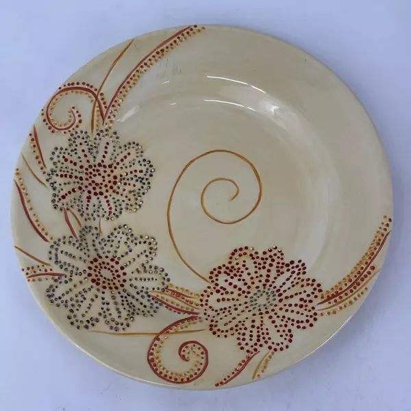 Pier 1 Floral Dot Stoneware Dinner Plate 11 Inch