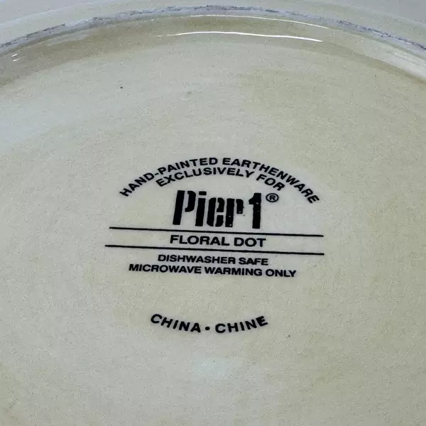 Pier 1 Floral Dot Stoneware Dinner Plate 11 Inch