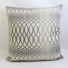 Rodeo Home Cream and Gray Embroidered Art Deco Decorative Throw Pillow 19" x 19"