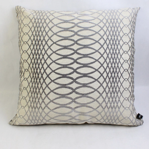 Rodeo Home Cream and Gray Embroidered Art Deco Decorative Throw Pillow 19" x 19"