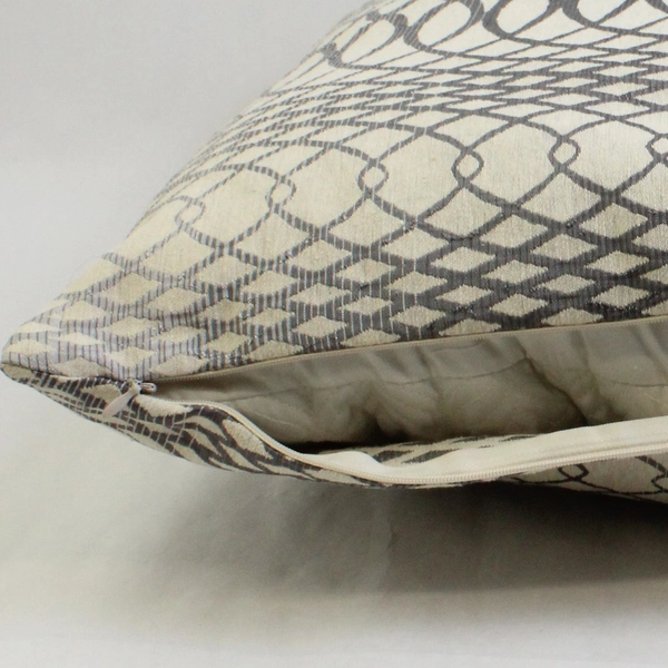 Rodeo Home Cream and Gray Embroidered Art Deco Decorative Throw Pillow 19" x 19"