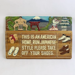 Handcrafted Wooden Japanese Theme Shoes Off Plaque