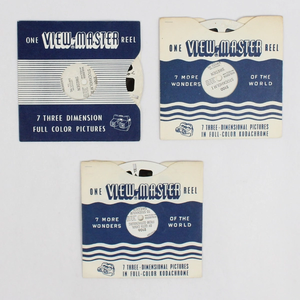 Lot of 3 View-Master Sweden Reels 1955 Vintage 2100, 2101, 2106