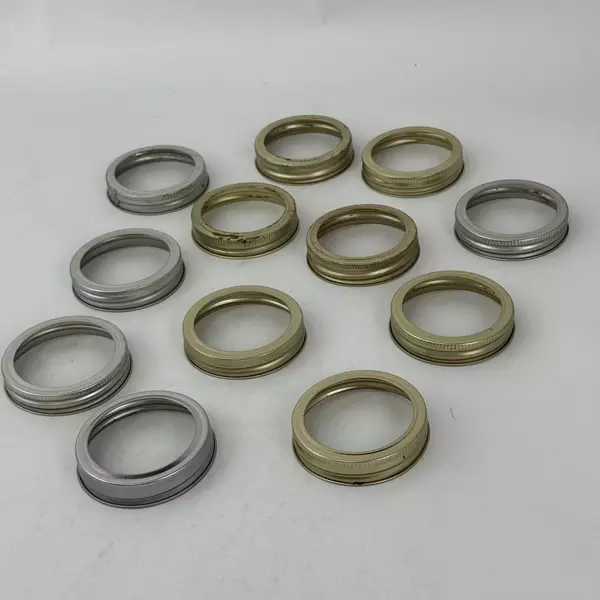 Lot of 12 Narrow Mouth Canning Jar Rings Silver And Gold