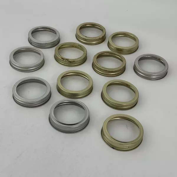 Lot of 12 Narrow Mouth Canning Jar Rings Silver And Gold