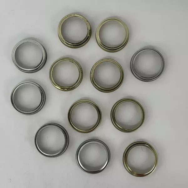 Lot of 12 Narrow Mouth Canning Jar Rings Silver And Gold