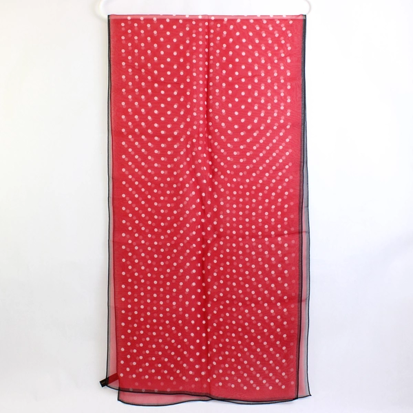 Vintage Classiques Entier Red 100% Silk Scarf White Polka Dots 16" x 60"