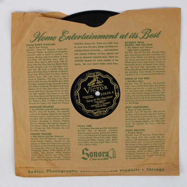 VICTOR 7" Record Song of the Wanderer/Roses for Remembrance Gunsky