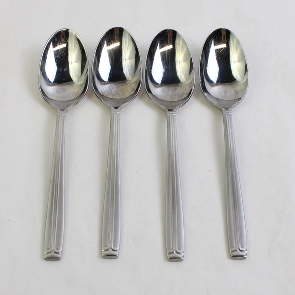 Set of 4 Mikasa Meridian Satin Stainless Steel Oval Soup 7.5" Spoons