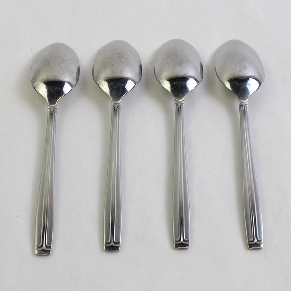 Set of 4 Mikasa Meridian Satin Stainless Steel Oval Soup 7.5" Spoons
