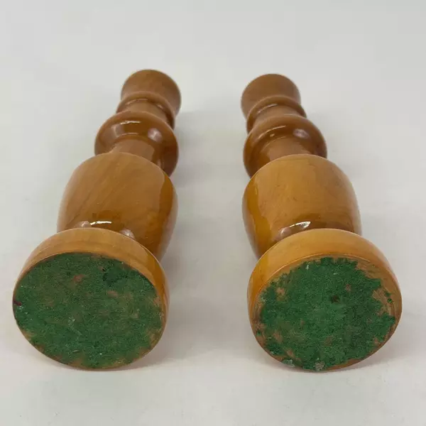 Handmade Orange Wood Taper Candle Holders 8.75 Inch