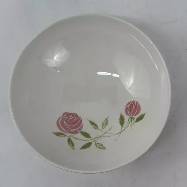 MCM Franciscan Whitestone Ware Pick A Dilly Cereal Bowl 6 Inch Pink Roses