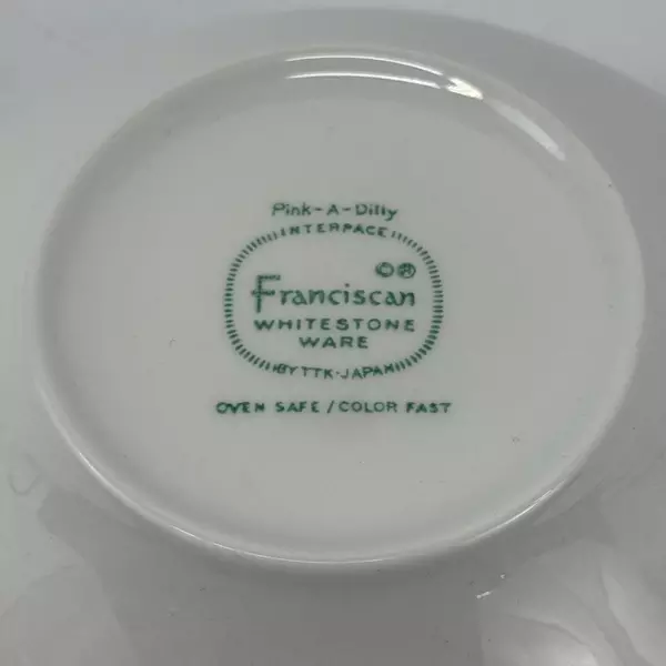 MCM Franciscan Whitestone Ware Pick A Dilly Cereal Bowl 6 Inch Pink Roses