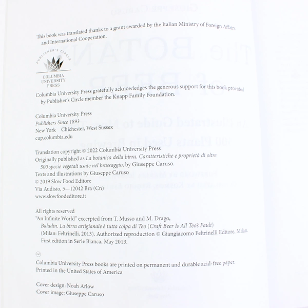 The Botany of Beer by Giuseppe Caruso 2022 Hardcover Illustrated