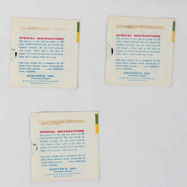 Set of 3 View-Master Sawyer's Vintage South Dakota Reels A-486