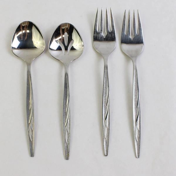 4 Pc Set International Silver Sea Island Stainless Salad Forks and Sugar Spoons