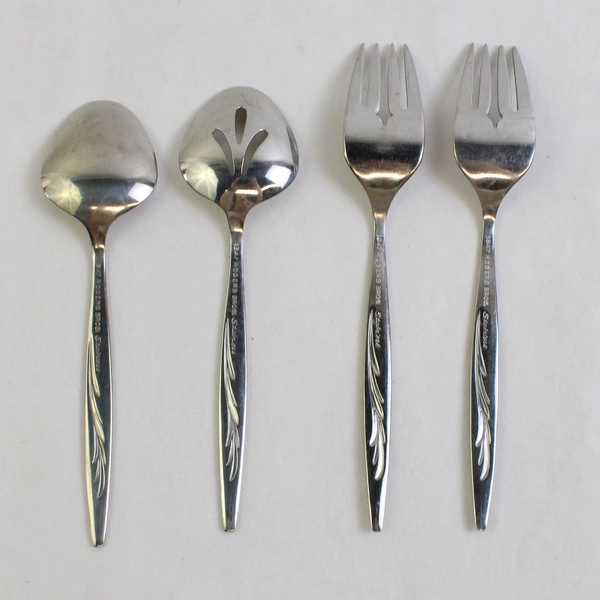4 Pc Set International Silver Sea Island Stainless Salad Forks and Sugar Spoons