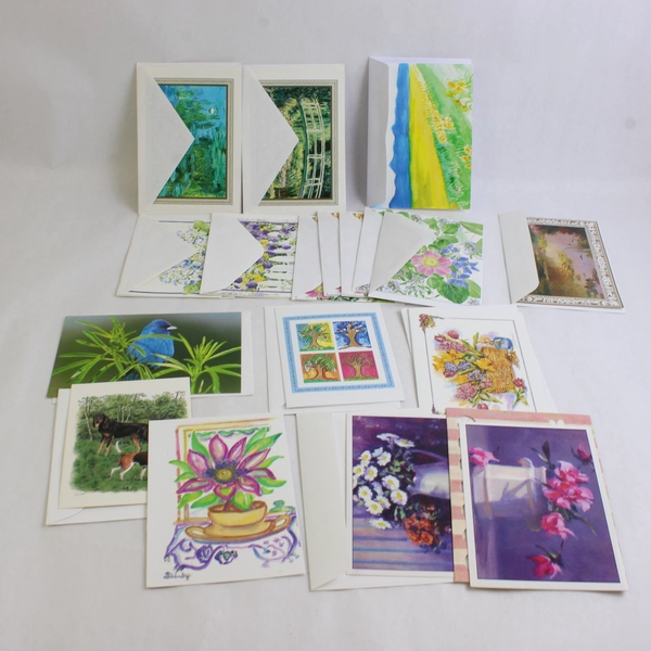 Lot of 59 Blank Note Cards With Envelopes Floral Landscape and Misc. Designs