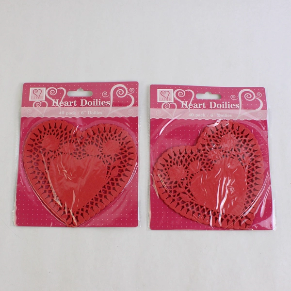 Lot Of 2 Vtg Greenbrier International Inc 6" Red Paper Heart Doilies Packs Of 40