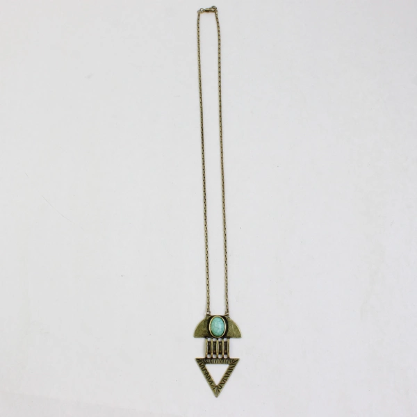 Turquoise Howlite Brass-Tone Arrow Pendant Necklace 22.5"