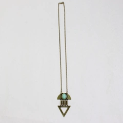 Turquoise Howlite Brass-Tone Arrow Pendant Necklace 22.5"