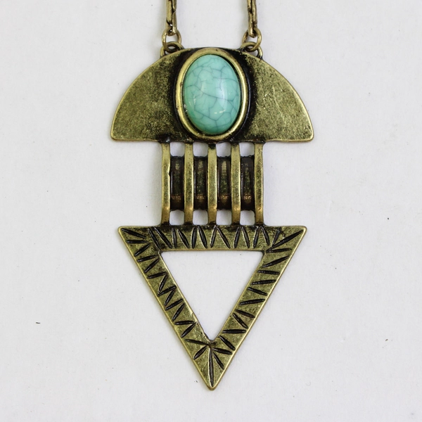 Turquoise Howlite Brass-Tone Arrow Pendant Necklace 22.5"