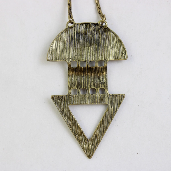 Turquoise Howlite Brass-Tone Arrow Pendant Necklace 22.5"