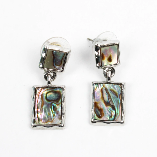 Silver-Tone Abalone Rectangular Drop/Dangle Earrings
