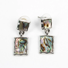Silver-Tone Abalone Rectangular Drop/Dangle Earrings