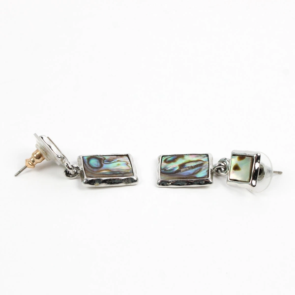 Silver-Tone Abalone Rectangular Drop/Dangle Earrings