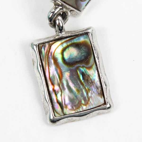 Silver-Tone Abalone Rectangular Drop/Dangle Earrings