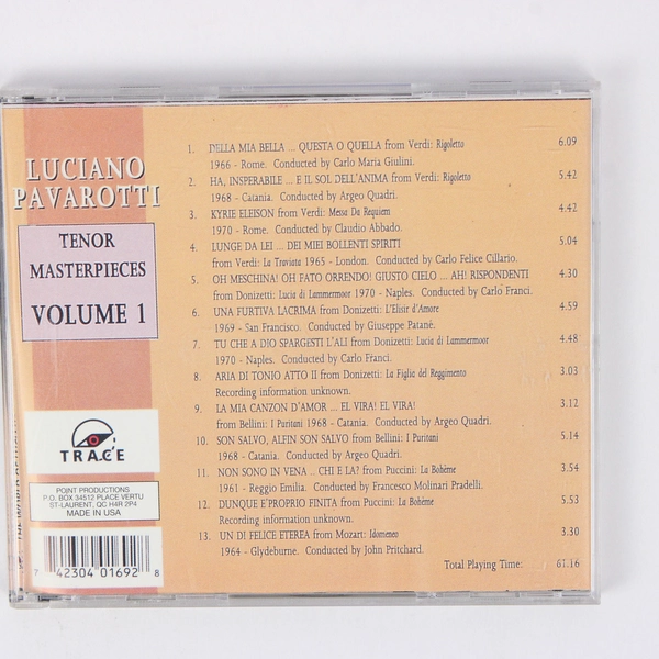 The World of Luciano Pavarotti Tenor Masterpieces Volume 1 Music CD 1992